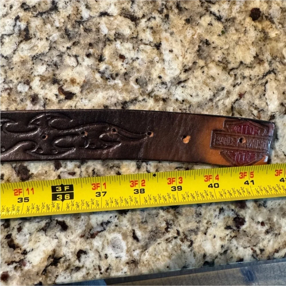 Vintage tooled leather / handmade Harley-Davidson leather belt
